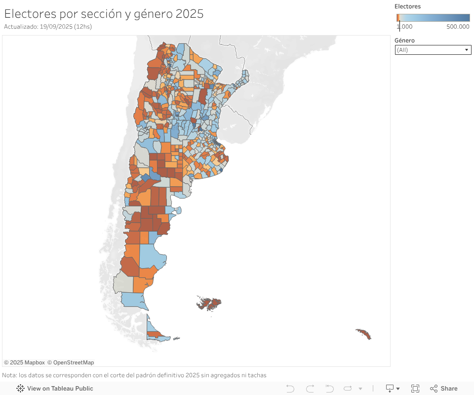 Electores por seccin y gnero 2025Actualizado: 19/09/2025 (12hs) 