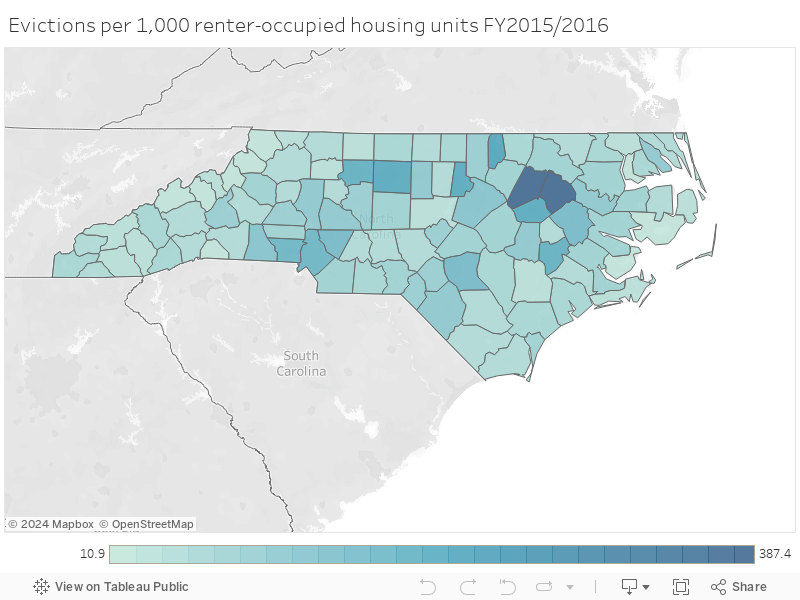 Evictions per 1,000 renter-occupied housing units FY2015/2016 