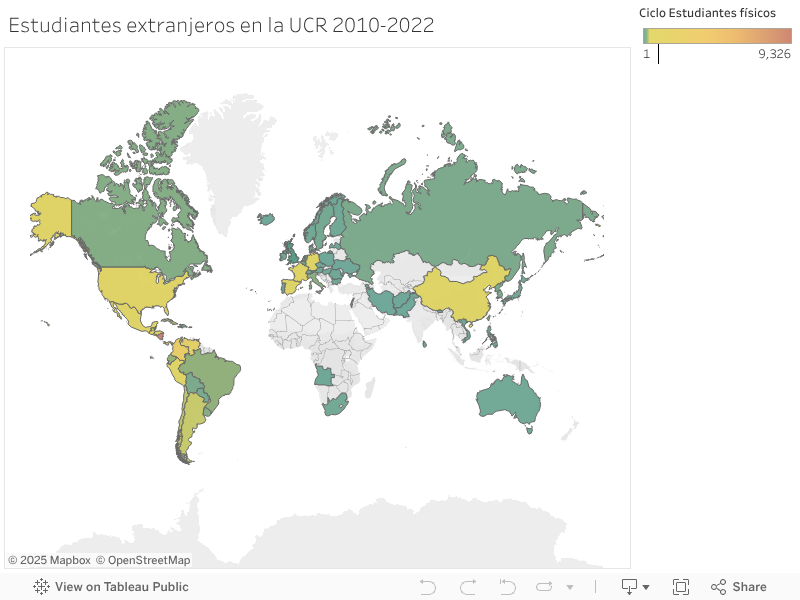 Estudiantes extranjeros en la UCR 2010-2022 