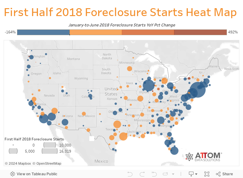 First Half 2018 Foreclosure Starts Heat Map 