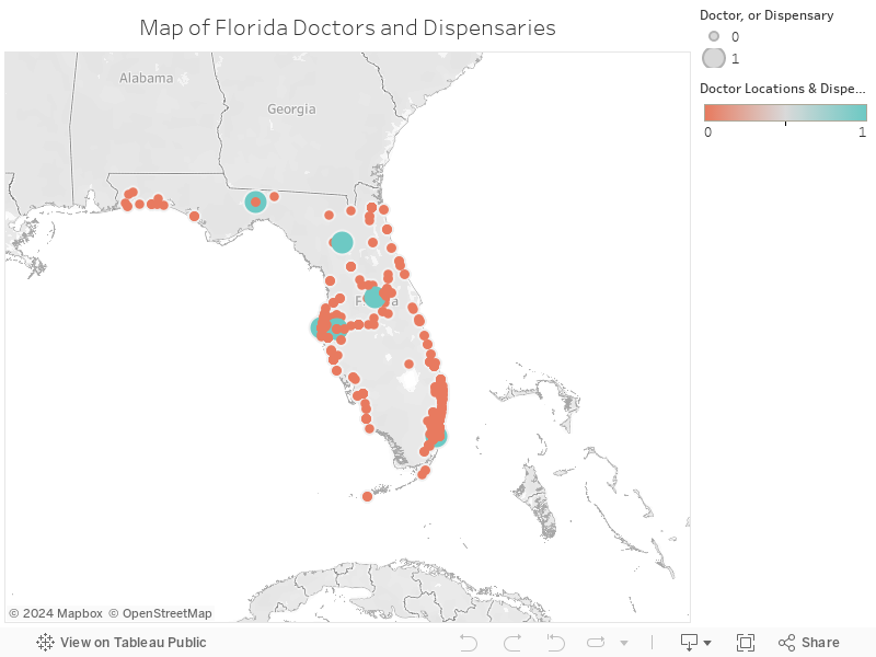 Map of Florida Doctors and Dispensaries 