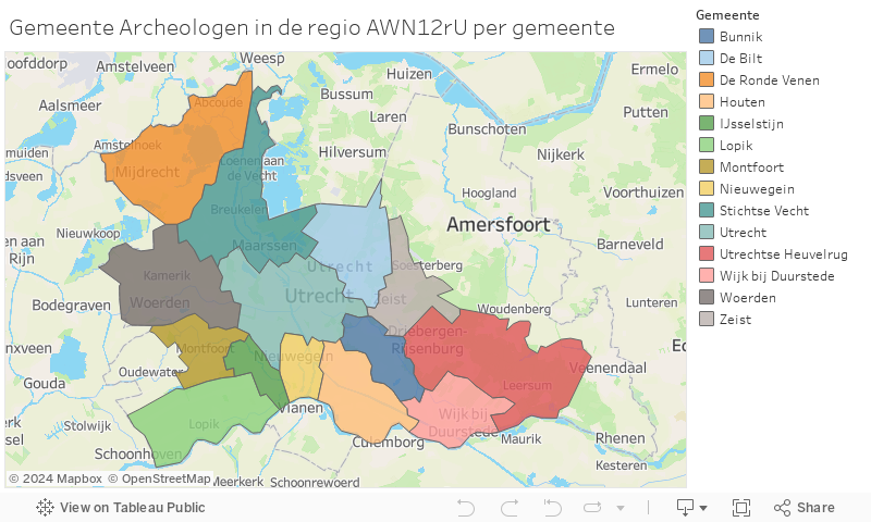 Gemeente Archeologen in de regio AWN12rU per gemeente 