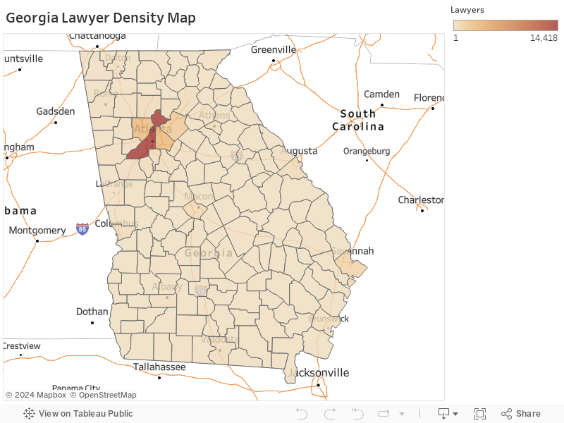 Georgia Lawyer Density Map 