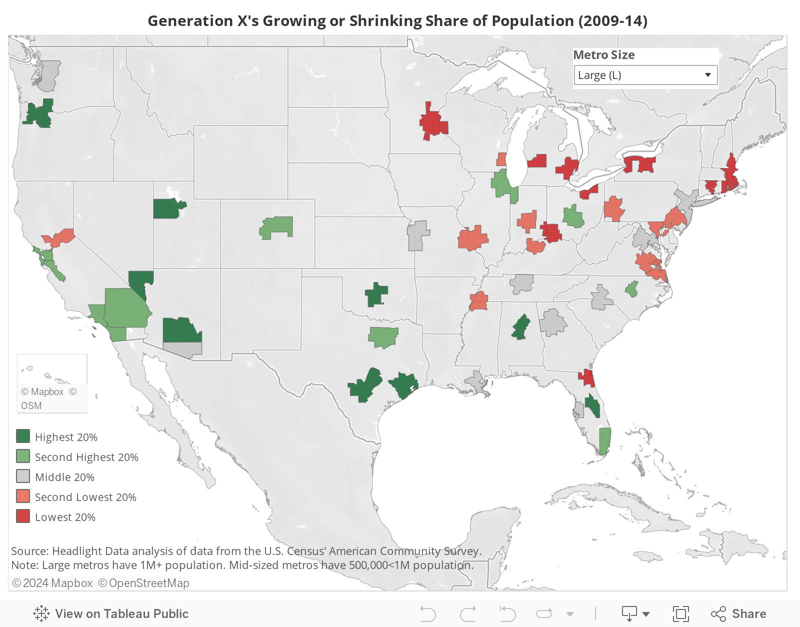 Generation X's Growing or Shrinking Share of Population (2009-14) 