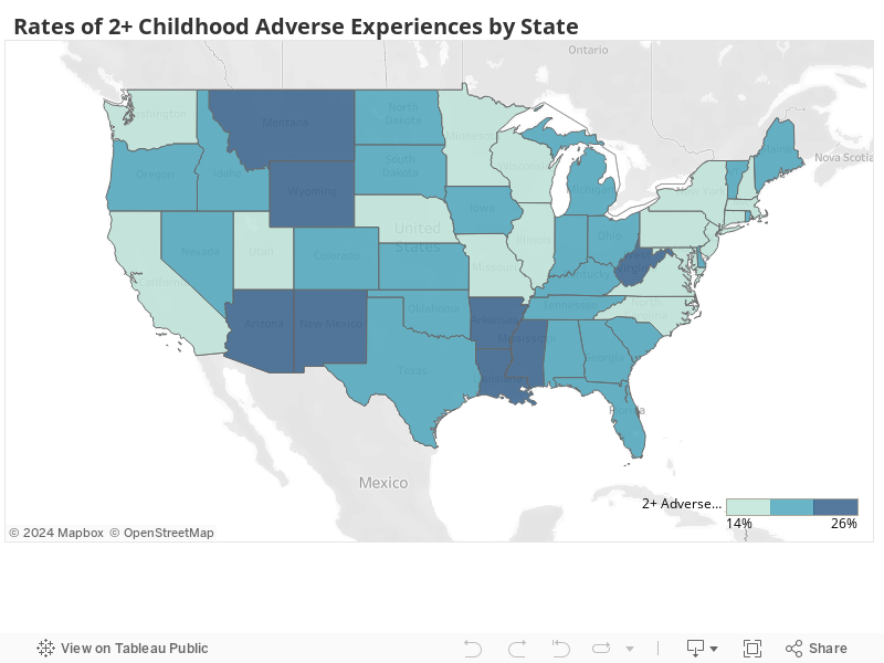 Rates of 2+ Childhood Adverse Experiences by State 