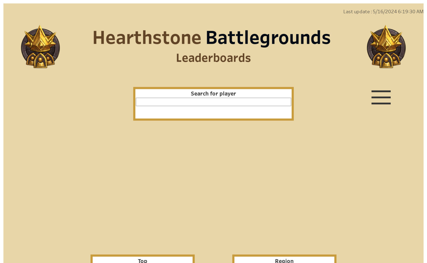 Hearthstone Battlegrounds - Leaderboards