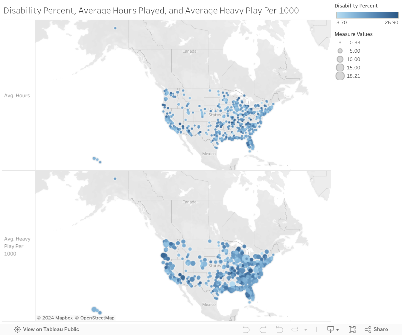 Disability Percent and Heavy Play Per 1000 