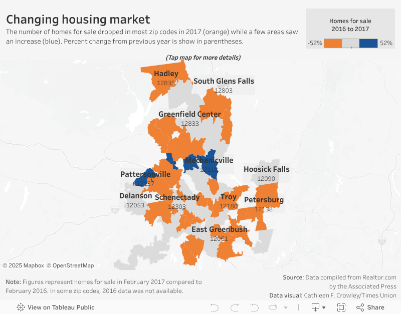 Map of where available houses are and are not in the Cap Region