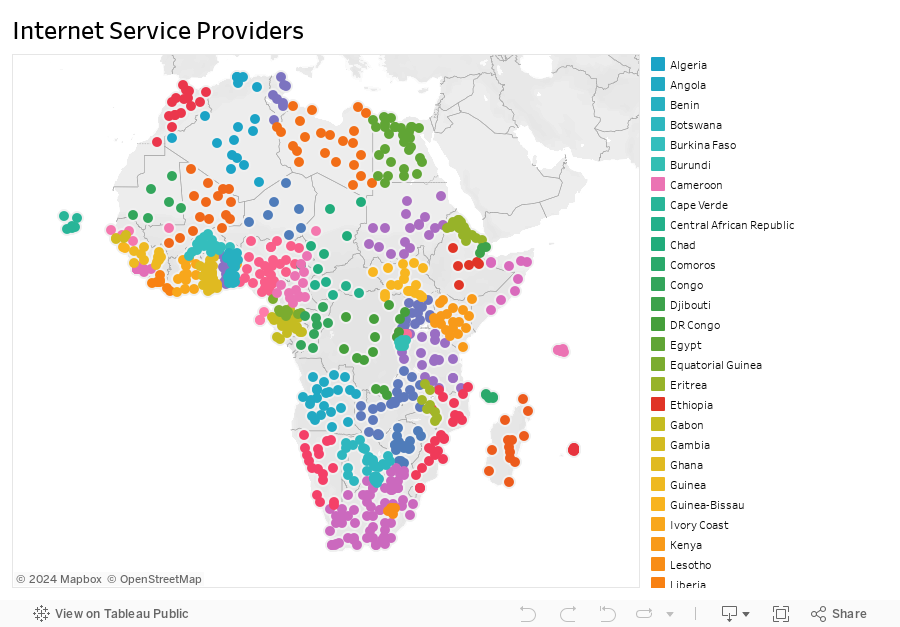 Map of Internet Service Providers in Africa - Space in Africa