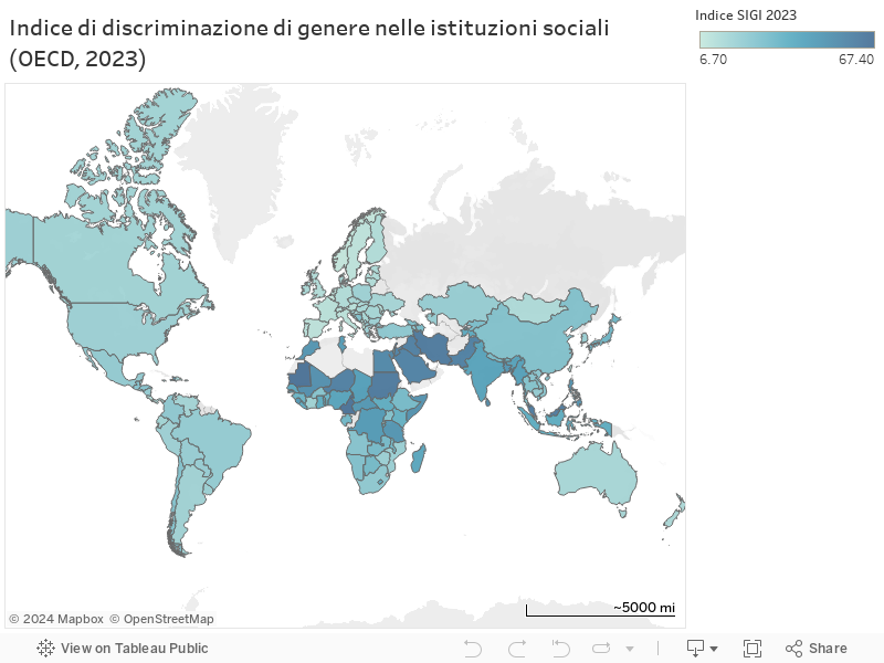 Indice di discriminazione di genere nelle istituzioni sociali (OECD, 2023) 