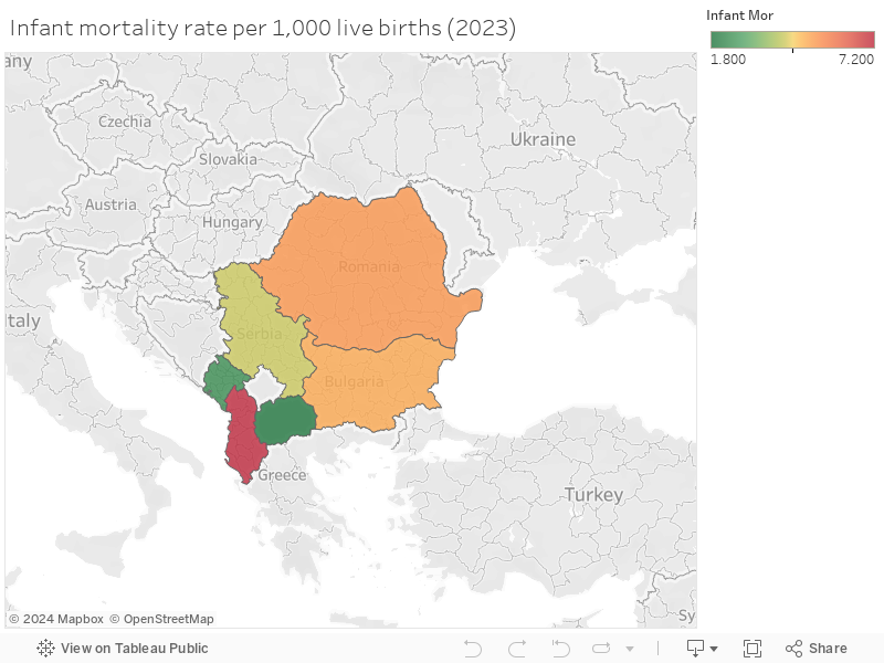 Infant mortality rate per 1,000 live births (2023) 