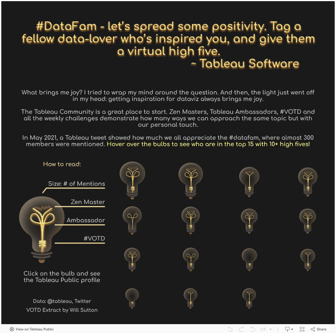 Screenshot of a dashboard from the IronViz submissions