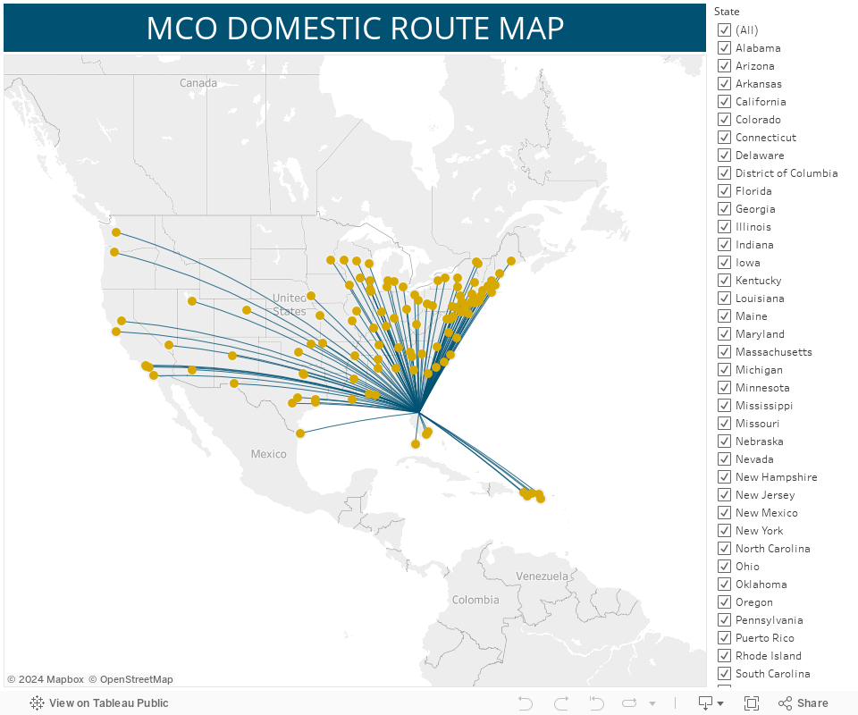 MCO Domestic Route Map 