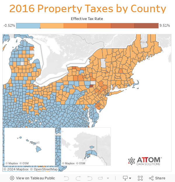 2016 Property Taxes by County 