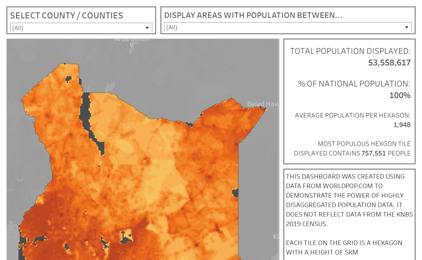 KENYA POPULATION HEX MAP EXAMPLE David Taylor Tableau Public