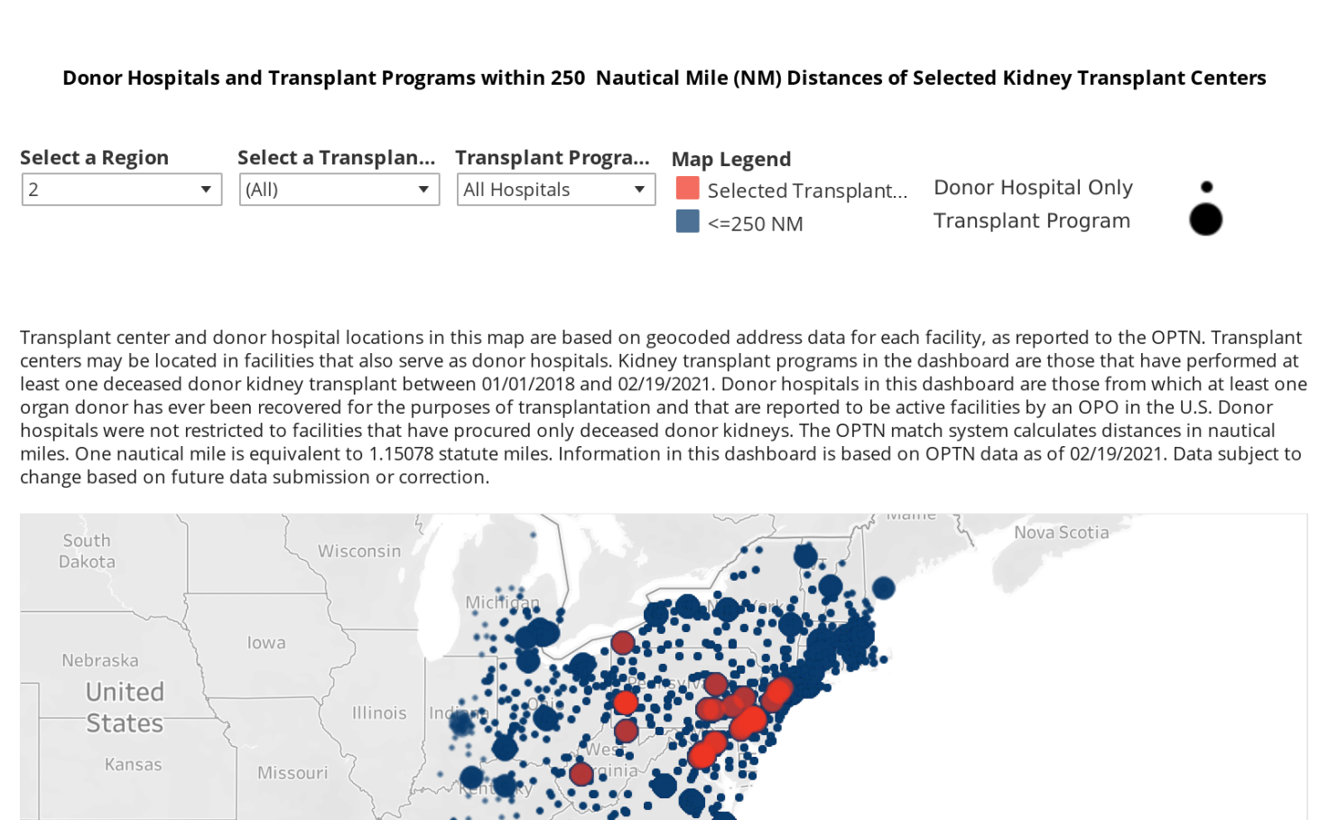 Kidney Transplant Regions Map