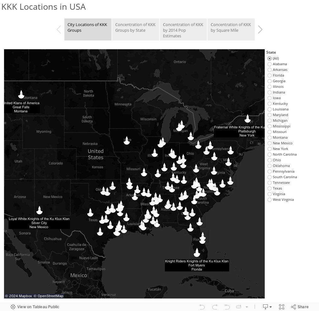 KKK Locations in USA 