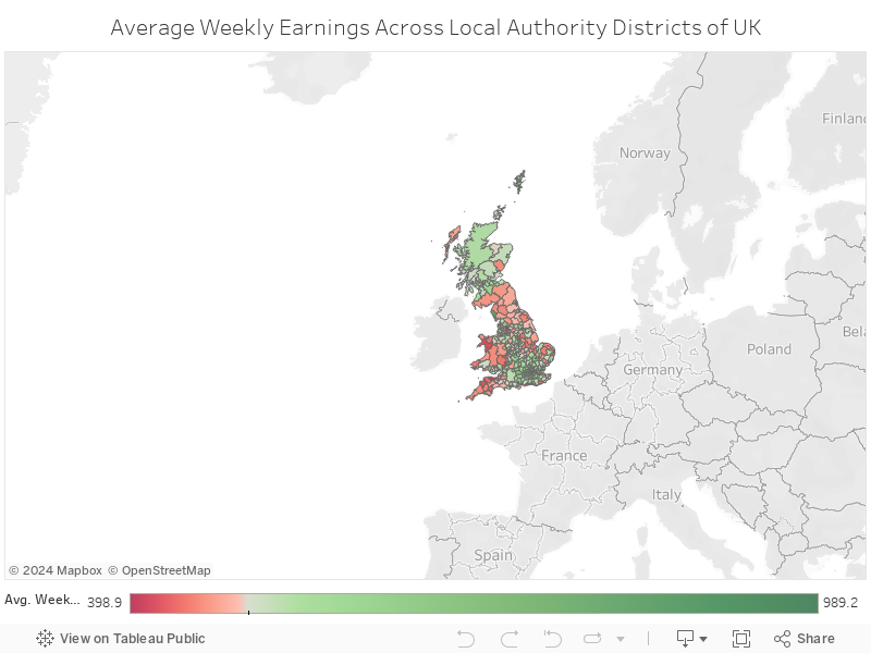 Average Weekly Earnings Across Local Authority Districts of UK 