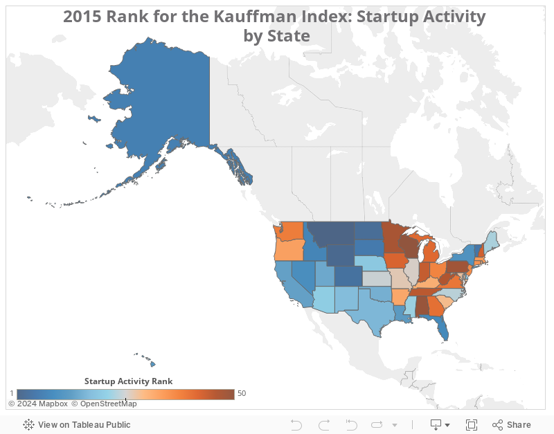 Kauffman Index – 2015 – Startup Activity – State Map - Rank 