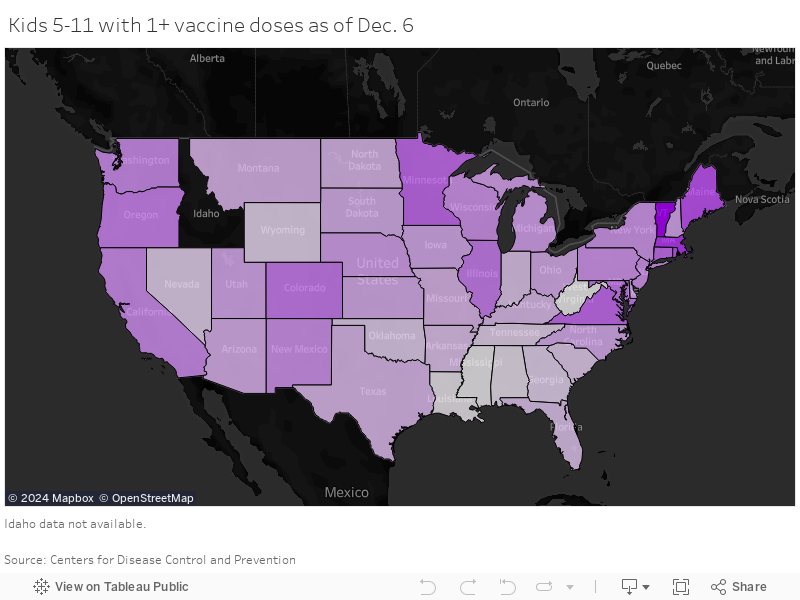 Kids 5-11 with 1+ vaccine doses as of Dec. 6 