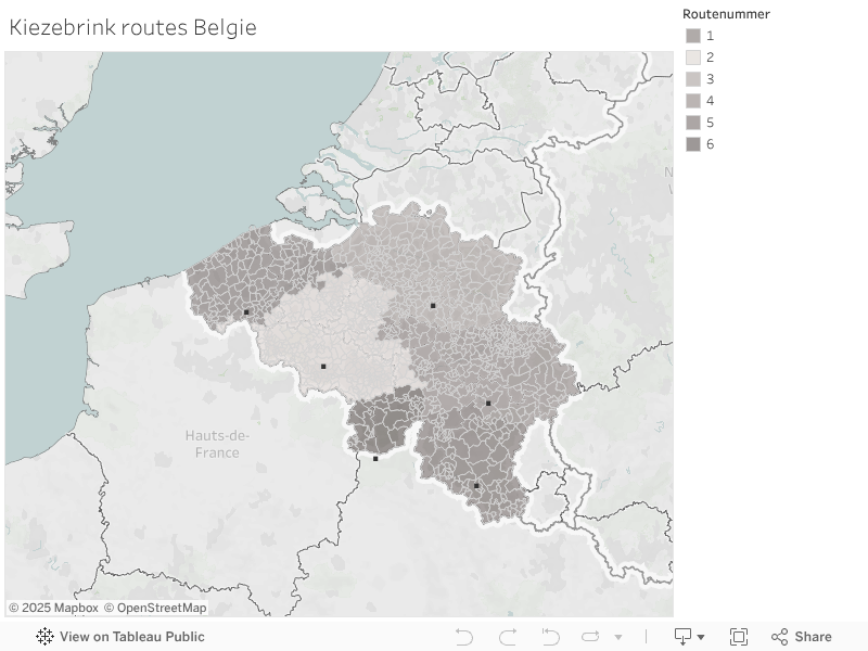 Kiezebrink routes Belgie