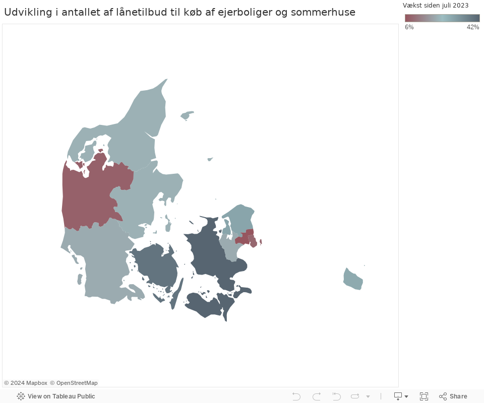 Udvikling i antallet af lånetilbud til køb af ejerboliger og sommerhuse 