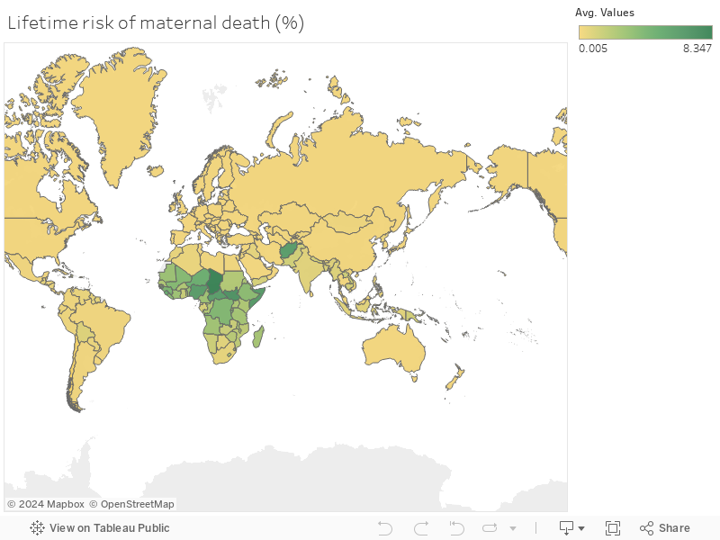 Lifetime risk of maternal death (%) 