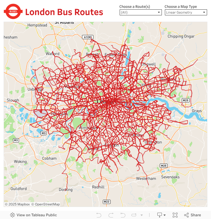 London Bus Routes The Benefits of Linear Geometries in Tableau 10.4