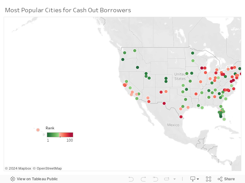 Popular cities for cash-out borrowers. 