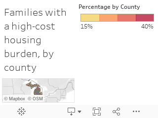 Families with a high-cost housing burden, by county 