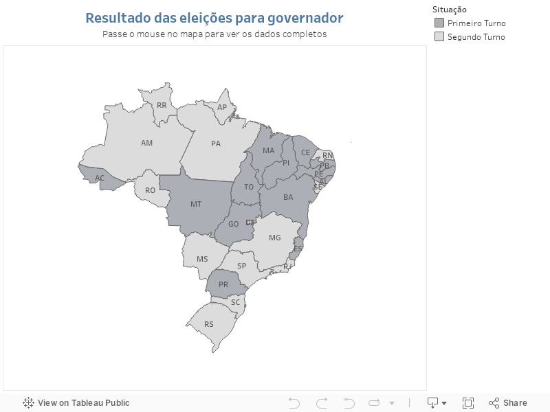 Resultado das eleições para governadorPasse o mouse no mapa para ver os dados completos 
