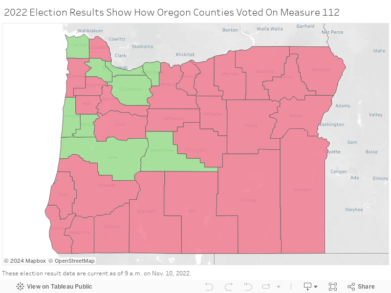 2022 Election Results Show How Oregon Counties Voted On Measure 112  