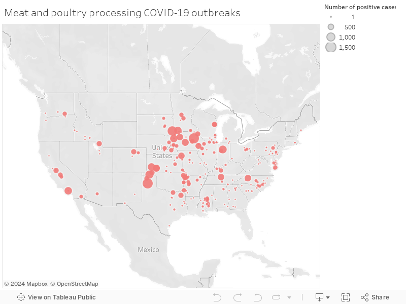 Meat and poultry processing COVID-19 outbreaks since April 2020 