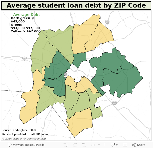 Search how much Charlotte ZIP Codes own in student loans. | Charlotte ...