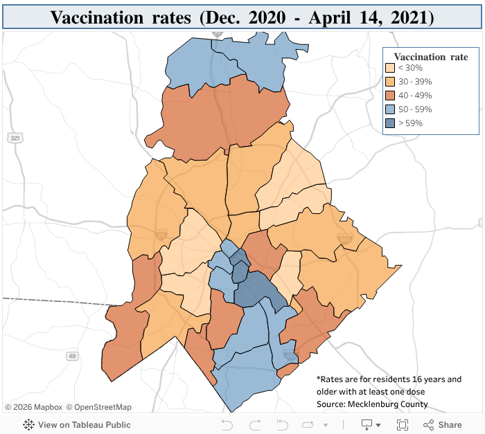 COVID vaccine data by ZIP code in Charlotte, Mecklenburg, NC