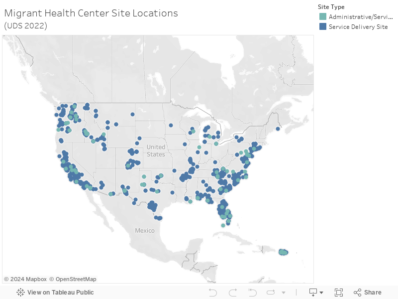 Migrant Health Center Site Locations(UDS 2022) 