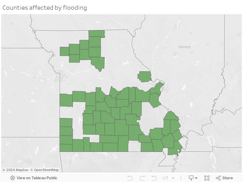 Counties affected by flooding 
