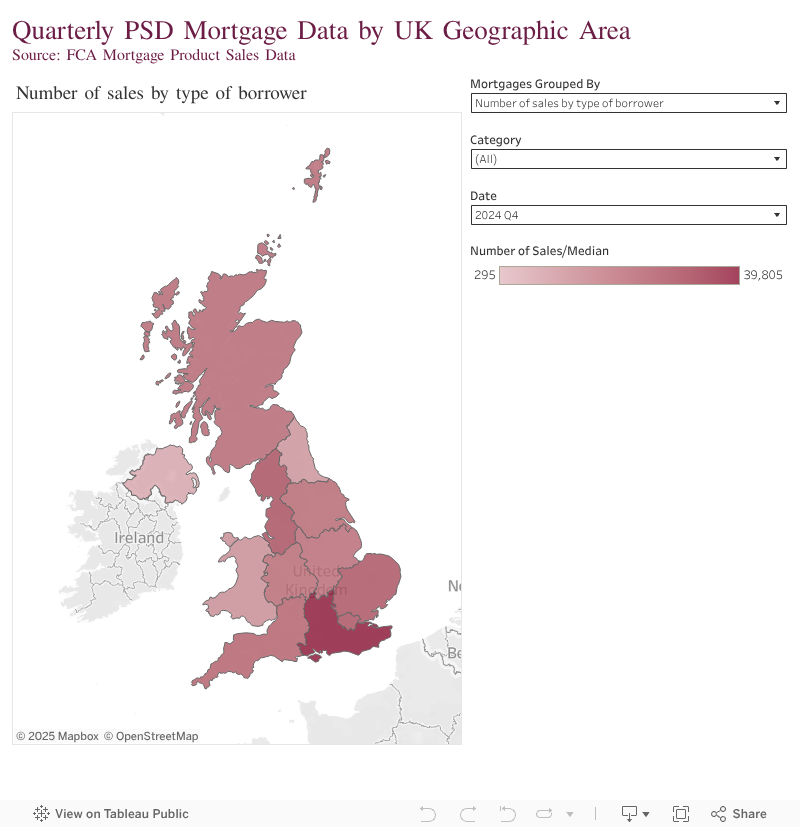 Map of Mortgages Sales Data by Region 