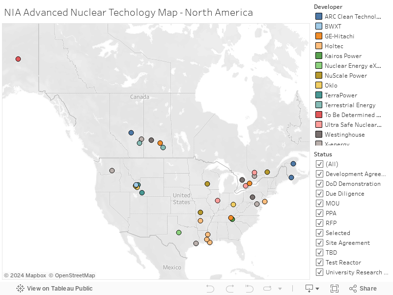 NIA Advanced Nuclear Techology Map - North America 