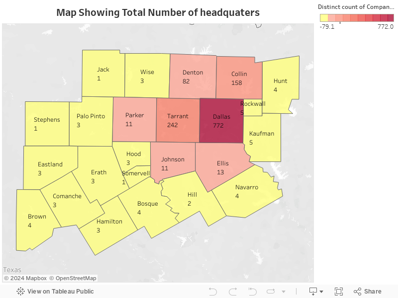 Map Showing Total Number of headquaters 