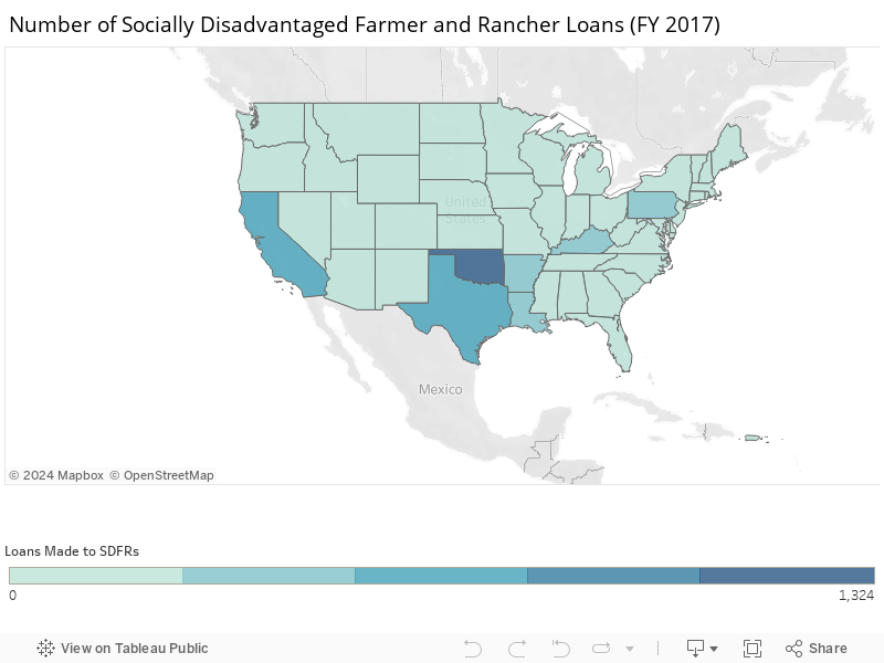 Number of Socially Disadvantaged Farmer and Rancher Loans (FY 2017) 