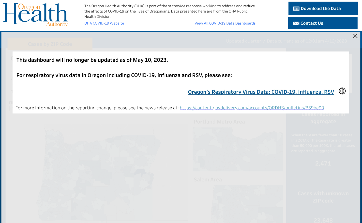 Oregon COVID 19 Cases By ZIP Code Tableau Public