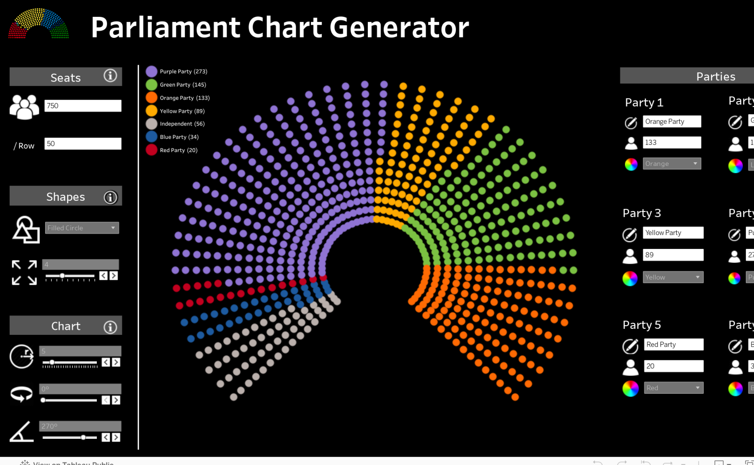 Parliament Chart Generator Tar Bence Tableau Public