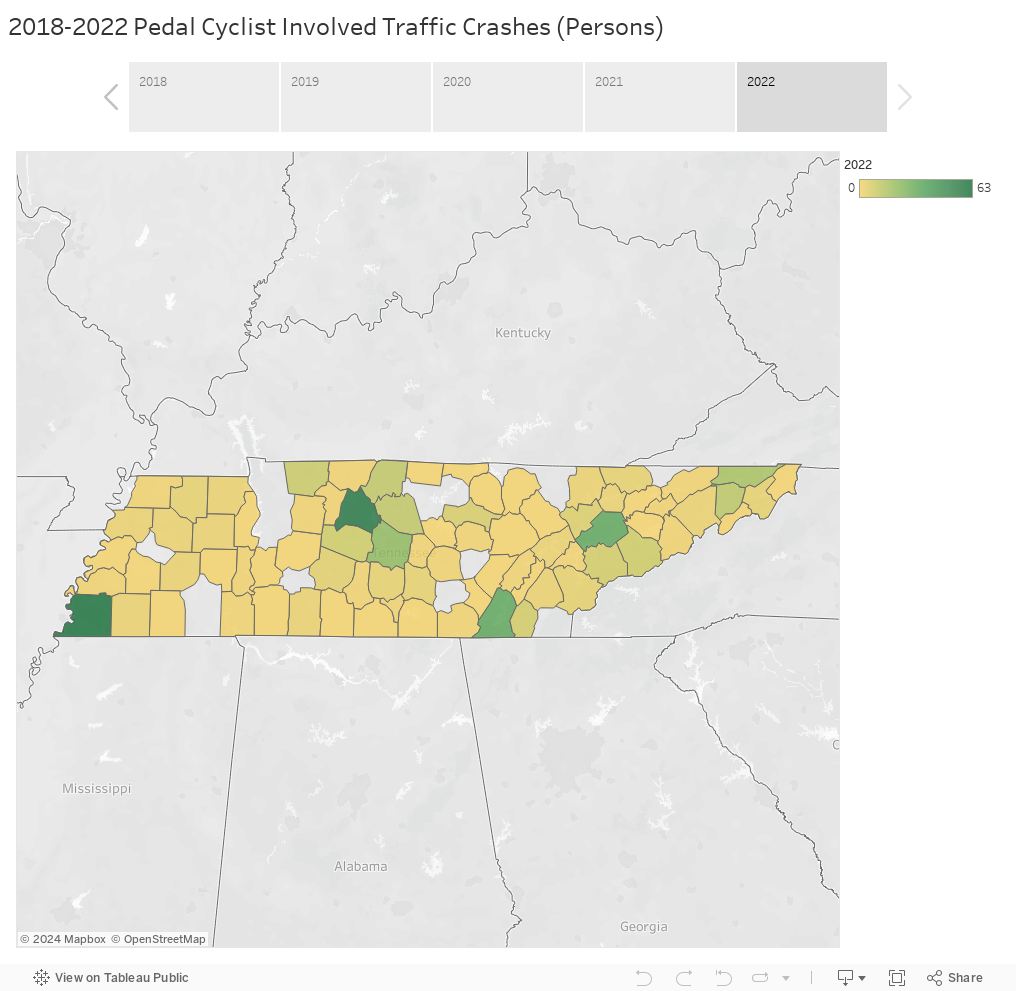 2018-2022 Pedal Cyclist Involved Traffic Crashes (Persons) 