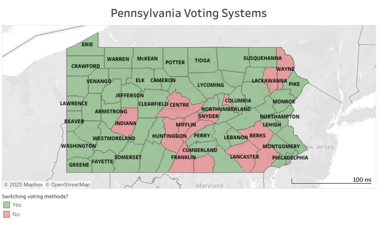 Workbook thumbnail: Pennsylvania Voting Systems Map 2020