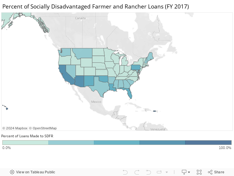Percent of Socially Disadvantaged Farmer and Rancher Loans (FY 2017) 