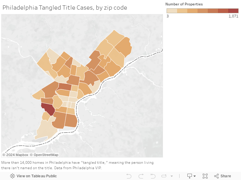 Philadelphia Tangled Title Cases, by zip code 