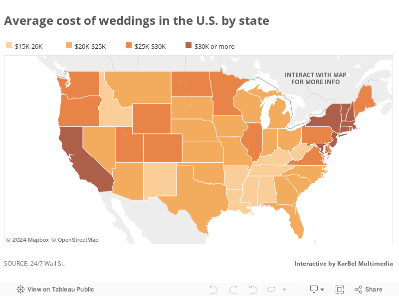 Average Wedding Cost Data map, Interactive KarBel Multimedia