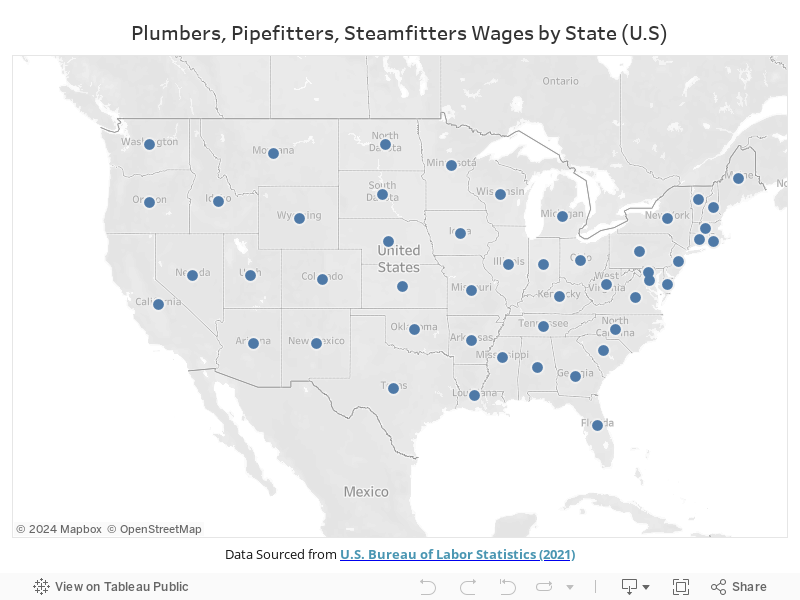Plumber, Pipefitter Wages by State 