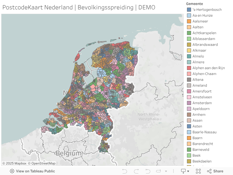PostcodeKaart Nederland | Bevolkingsspreiding | DEMO 